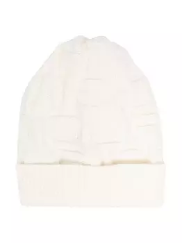 Woolrich Kids шапка бини с тисненой монограммой, нейтральный цвет