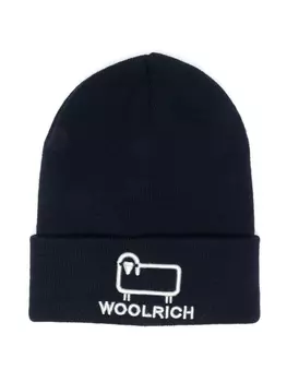 Woolrich Kids шапка бини с вышитым логотипом, синий