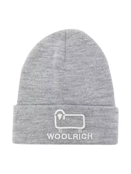 Woolrich Kids шапка бини с вышитым логотипом, серый