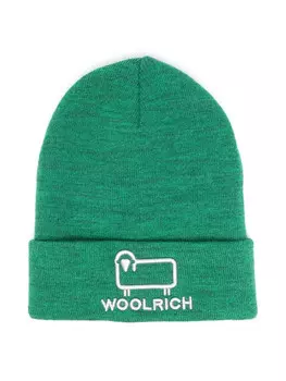 Woolrich Kids шапка бини с вышитым логотипом, зеленый