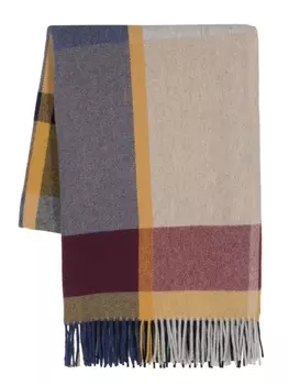 Woolrich клетчатый шарф с бахромой, синий