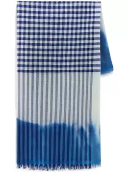 Woolrich клетчатый шарф с принтом тай-дай, синий