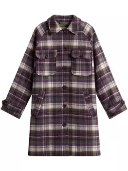 Woolrich клетчатый узор, застегивающийся поверх рубашки, фиолетовый