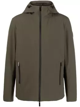 Woolrich куртка на молнии с капюшоном и нашивкой-логотипом, зеленый