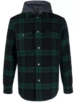 Woolrich куртка в клетку с капюшоном, синий