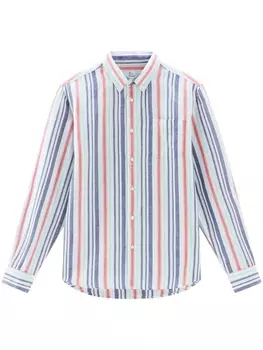 Woolrich льняная рубашка в полоску, синий