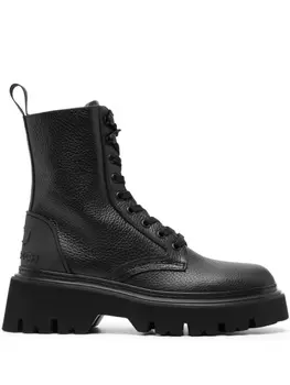 Woolrich lace-up ankle leather boots, черный