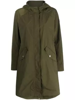 Woolrich пальто миди с капюшоном, зеленый