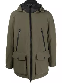 Woolrich парка на молнии с капюшоном, зеленый