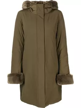 Woolrich парка с капюшоном и контрастной отделкой, зеленый