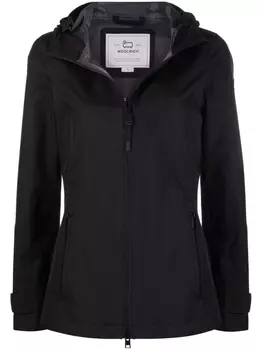 Woolrich плащ с капюшоном и нашивкой-логотипом, черный
