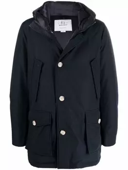 Woolrich пуховик на пуговицах с капюшоном, синий
