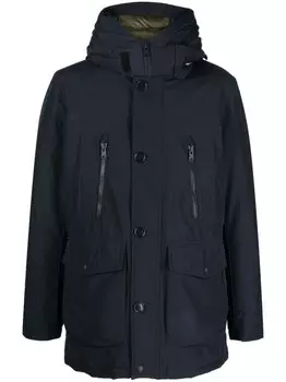 Woolrich пуховик с капюшоном и длинными рукавами, синий