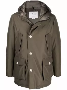 Woolrich пуховик с капюшоном, зеленый