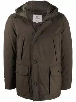 Woolrich пуховик с капюшоном, зеленый