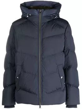 Woolrich пуховик с нашивкой-логотипом, синий