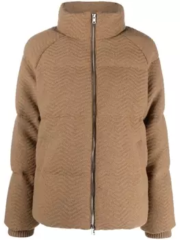 Woolrich пуховик с узором шеврон, коричневый