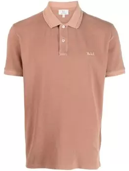 Woolrich рубашка поло с вышитым логотипом, коричневый