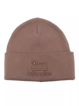 Woolrich шапка бини с вышитым логотипом, коричневый