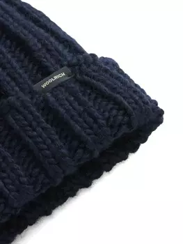 Woolrich шапка-бини в рубчик, синий