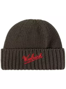 Woolrich шапочка с логотипом-интарсией, зеленый