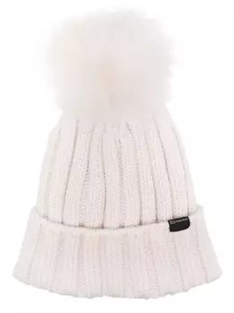 Woolrich шерстяная шапка бини с нашивкой-логотипом, белый