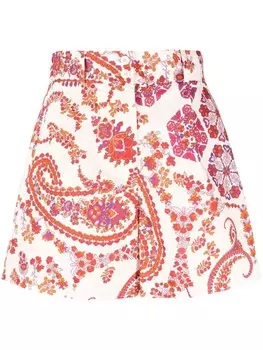 Woolrich шорты с завышенной талией и принтом пейсли, серый