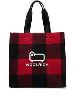 Woolrich сумка-тоут в клетку тартан с логотипом, красный