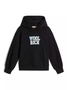 Woolrich толстовка с капюшоном из хлопка с рукавами-фонариками, черный