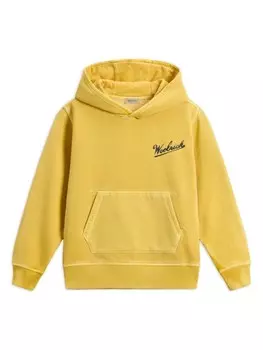 Woolrich толстовка с капюшоном из крашенного в готовом виде хлопка, желтый