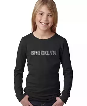 Word Art с длинным рукавом для девочек — РАЙОНЫ БРУКЛИНА La Pop Art, черный