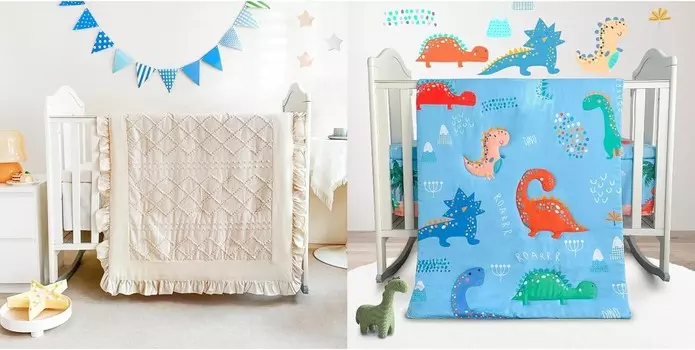 Wowelife Комплект постельного белья для кроватки динозавра для мальчиков и девочек