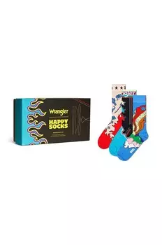 Wrangler, 3 пары носков Wrangled Gift, 3 пары Happy Socks, мультиколор