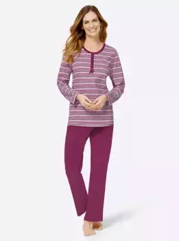 Wschepur Пижама, цвет Malve + Malve-Geringelt