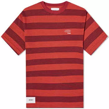 WTAPS 07 Полосатая футболка с круглым вырезом, красный