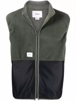 WTAPS двухцветный жилет с нашивкой-логотипом, зеленый