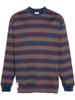 WTAPS полосатая футболка с вышитым логотипом, серый