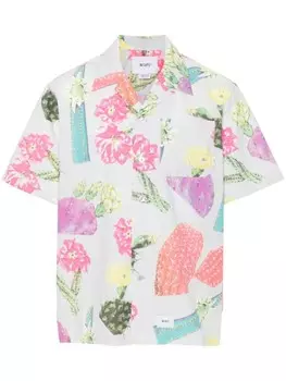 WTAPS рубашка с принтом кактусов, синий