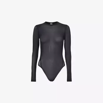 Wundermost Nulu Боди из прозрачной сетки с круглым вырезом Lululemon, черный