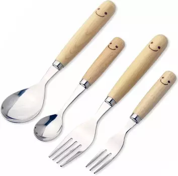 WY-45 Набор кухонных столовых приборов Waiwai, 4 предмета, нержавеющая сталь, дерево, сделано в Японии Nagao, Set Of 4