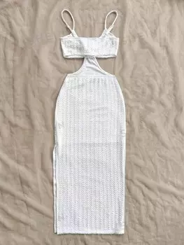 WYWH Грубая ткань, сексуальная, украшенная вырезом на талии, одежда для прогулок, одежда для отдыха Shein, белый