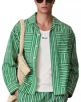 x CH Fonta Рубашка Regular Fit из полосатой поплиновой ткани REISS, зеленый