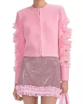 X Christopher Kane Кардиган с вырезом и кружевной отделкой Self-Portrait, розовый