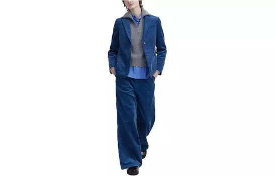 Вельветовый пиджак Uniqlo женский, 67 синий