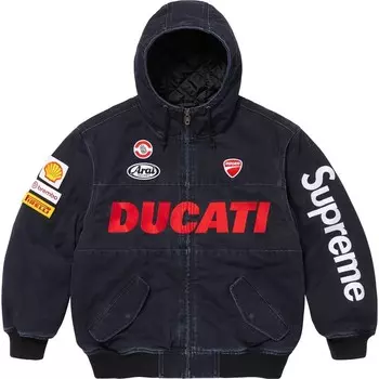 X DUCATI SS24 WEEK16 куртка с капюшоном для гонок унисекс с двумя карманами на молнии с капюшоном и длинным рукавом Supreme, красный