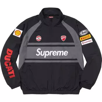 X DUCATI SS24 WEEK16 Track Jacket - унисекс эластичный подол застежка-молния с логотипом дизайн Supreme, серый