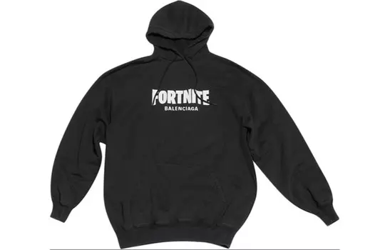 X FORTNITE©2021 Женская толстовка с капюшоном средней посадки Balenciaga, черный
