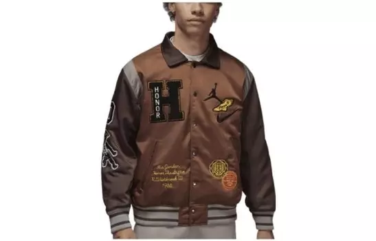 X Honor The Gift Westbrook Varsity Jacket Jordan, коричневый