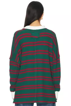 X мы свободная полосатая футболка-поло трэвиса Free People, цвет forest combo