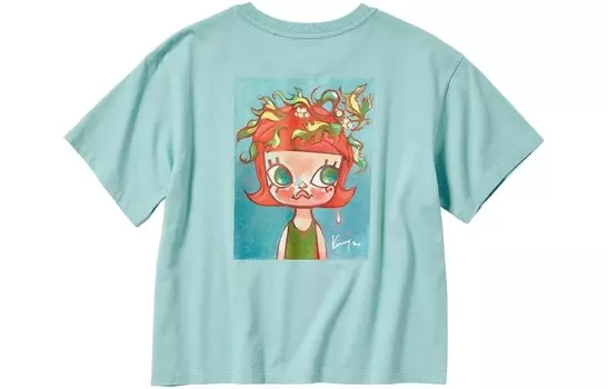 X POP MART SS23 Футболка женская зеленая Uniqlo